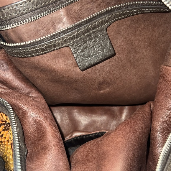 Gucci Python snake skin and leather handle bag with changeable strap - Picture 15 of 16